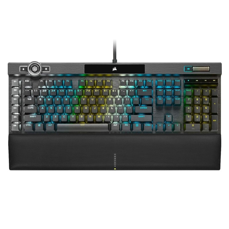 Corsair K100 RGB Optical-Mechanical Gaming Keyboard with OPX RGB Optical-Mechanical Key Switches and AXON Hyper Processing Technology for 4X Faster and 44-Zone RGB Light Edge (Black)