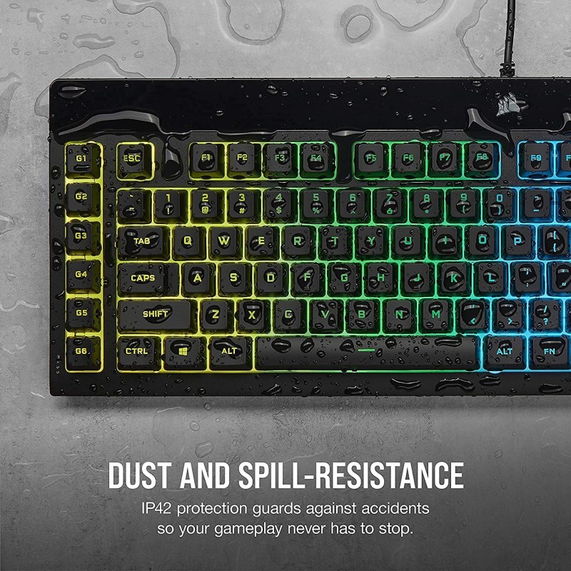 Corsair K55 RGB PRO USB Gaming Keyboard,Dynamic RGB Backlit Keys,Dust & Spill-Resistant,Six Customizable Macro Keys,Elgato Stream Deck Software Integration,Dedicated Media Keys,Detachable Palm Rest