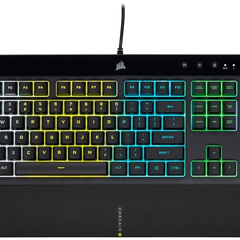Corsair K55 RGB PRO USB Gaming Keyboard,Dynamic RGB Backlit Keys,Dust & Spill-Resistant,Six Customizable Macro Keys,Elgato Stream Deck Software Integration,Dedicated Media Keys,Detachable Palm Rest