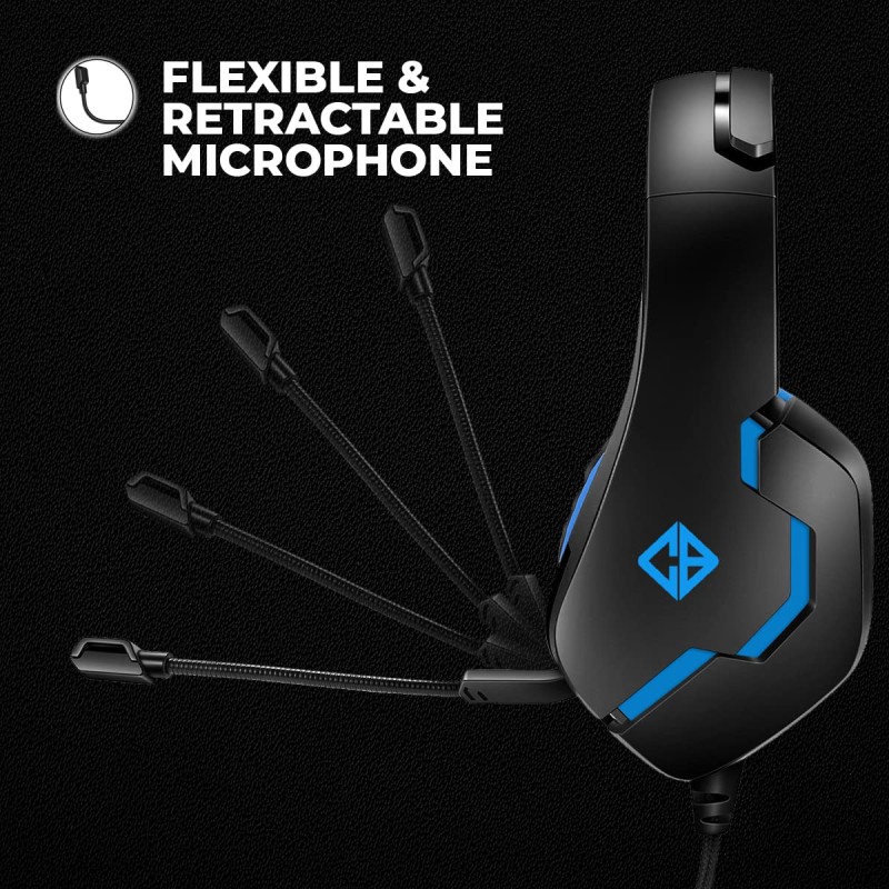 Cosmic Byte Blazar Over Ear Wired Headphones With Mic For PC, Mobiles, PS5, PS4, Xbox One, Tablets (Blue)