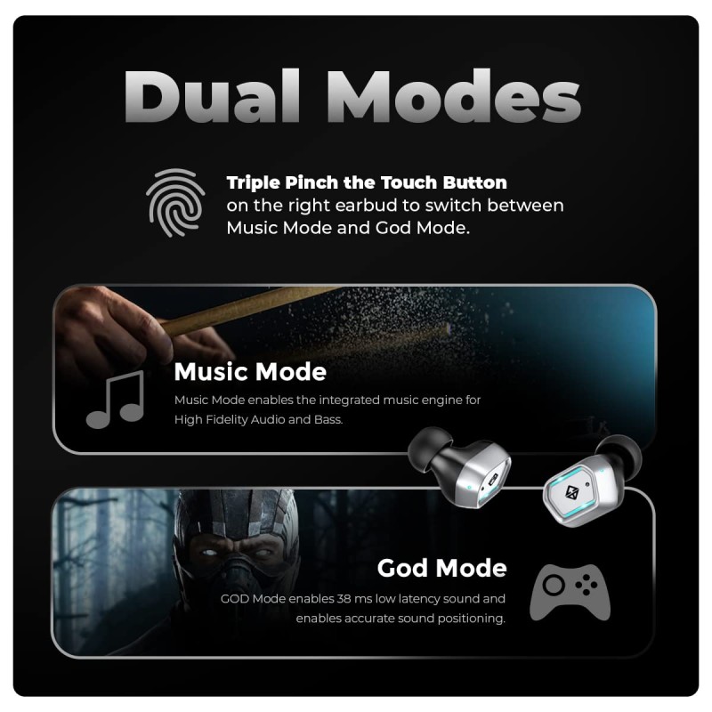 Cosmic Byte CosmoBuds X100 True Wireless (TWS) in-Earbuds, New Upgraded, BT 5.3, 40 Hrs Playtime (Black)