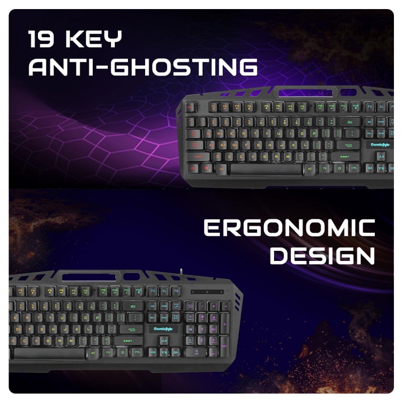 Cosmic Byte Dragon Fly RGB Gaming Keyboard and Mouse Combo,Upgraded Edition, Spectra (Black)