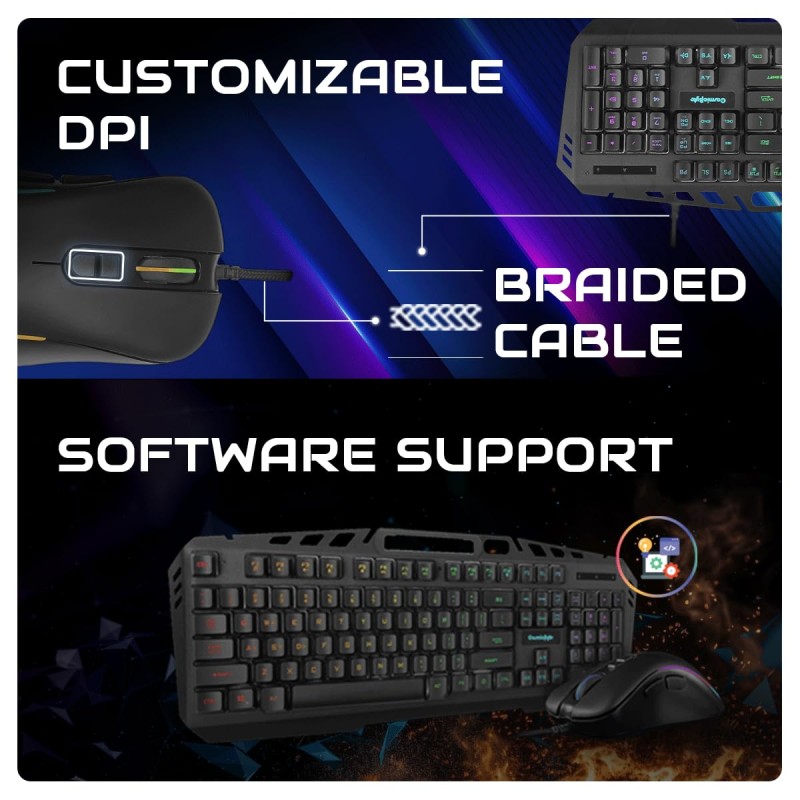 Cosmic Byte Dragon Fly RGB Gaming Keyboard and Mouse Combo,Upgraded Edition, Spectra (Black)