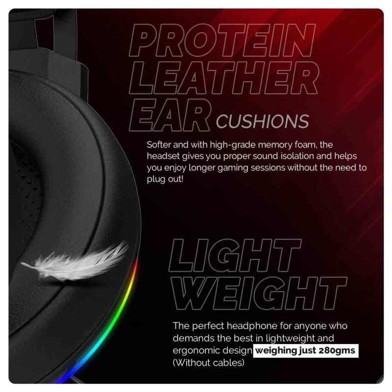 Cosmic Byte Proteus Headset Dual Input USB and 3.5mm, 7.1 Surround Sound, RGB LED, ENC Microphone (Black)