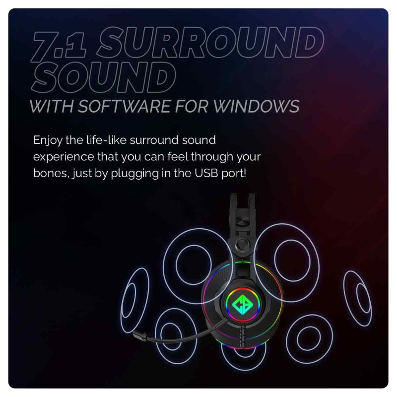 Cosmic Byte Proteus Headset Dual Input USB and 3.5mm, 7.1 Surround Sound, RGB LED, ENC Microphone (Black)