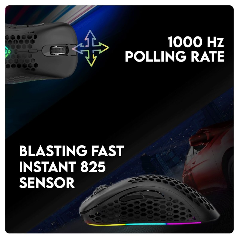Cosmic Byte Spectrum RGB Wired Gaming Mouse, 66grams, 12800DPI, 1000Hz  (Black)