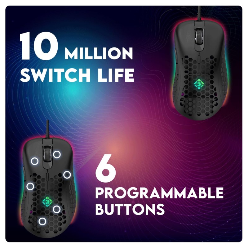 Cosmic Byte Spectrum RGB Wired Gaming Mouse, 66grams, 12800DPI, 1000Hz  (Black)