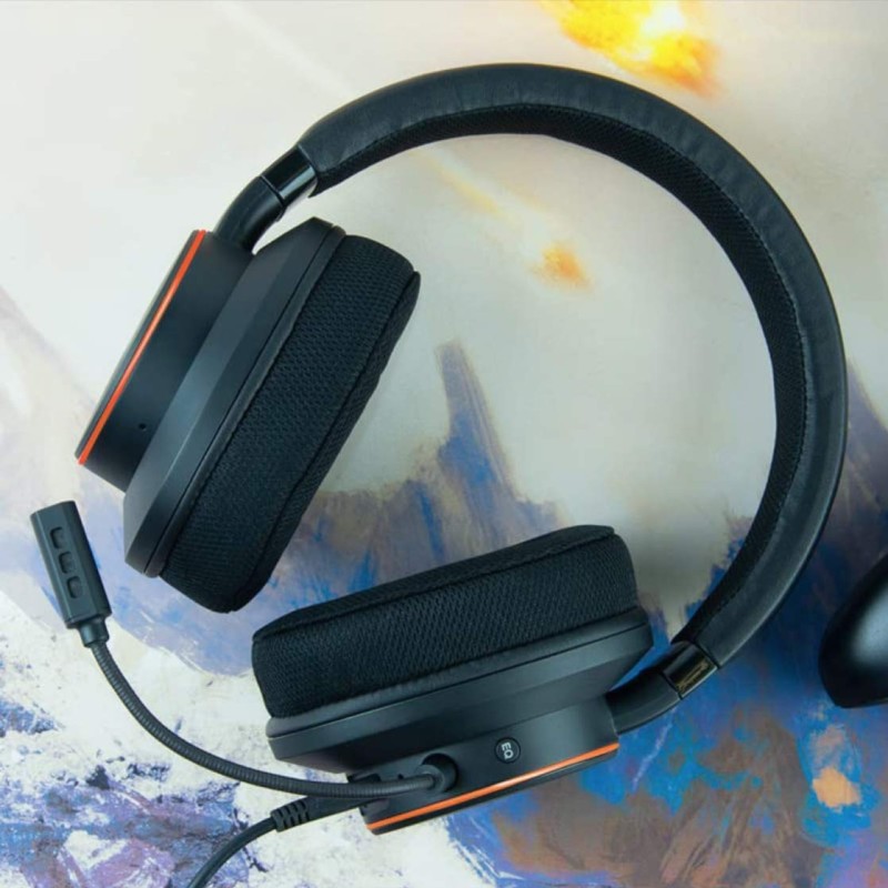 Creative Sound BlasterX H6 RGB Lighting USB Wired Gaming On Ear Headset with 7.1 Virtual Surround Sound and Memory Foam Fabric Earpads for PS4, Xbox One, Nintendo Switch, PC (Black)