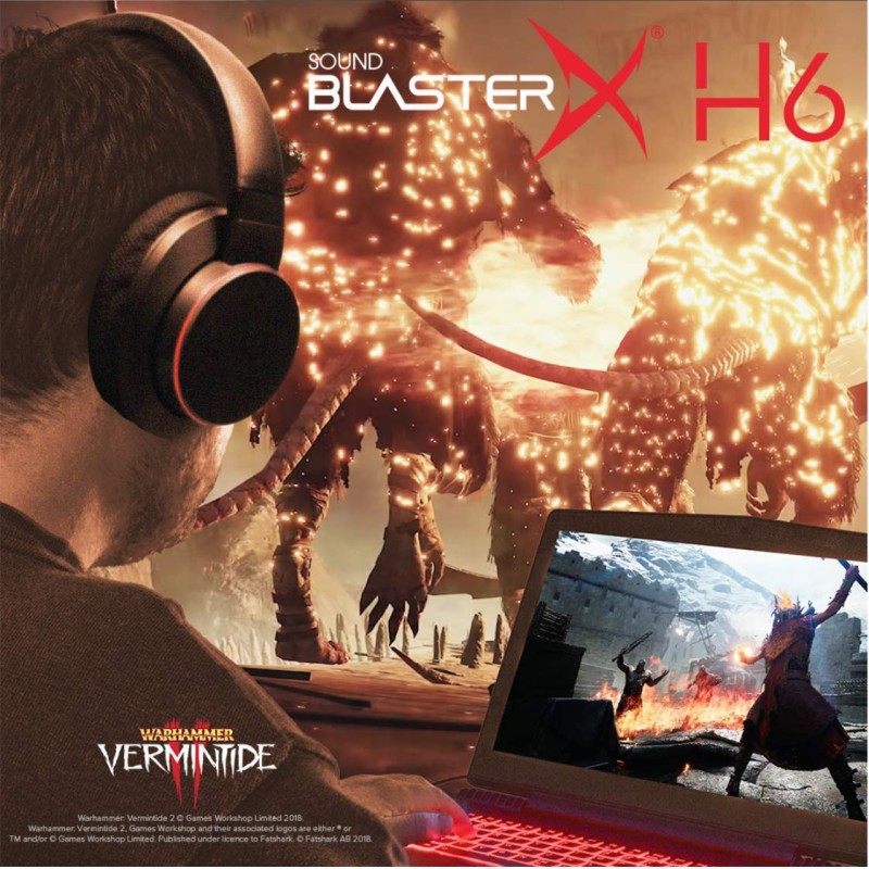 Creative Sound BlasterX H6 RGB Lighting USB Wired Gaming On Ear Headset with 7.1 Virtual Surround Sound and Memory Foam Fabric Earpads for PS4, Xbox One, Nintendo Switch, PC (Black)