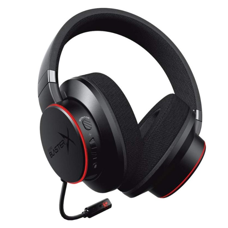 Creative Sound BlasterX H6 RGB Lighting USB Wired Gaming On Ear Headset with 7.1 Virtual Surround Sound and Memory Foam Fabric Earpads for PS4, Xbox One, Nintendo Switch, PC (Black)