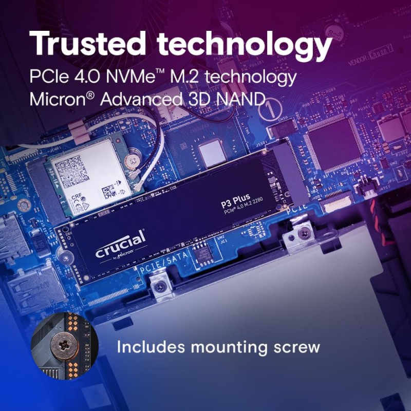 Crucial P3 Plus 500GB PCIe 4.0 3D NAND NVMe M.2 SSD, up to 5000MB/s - CT500P3PSSD8