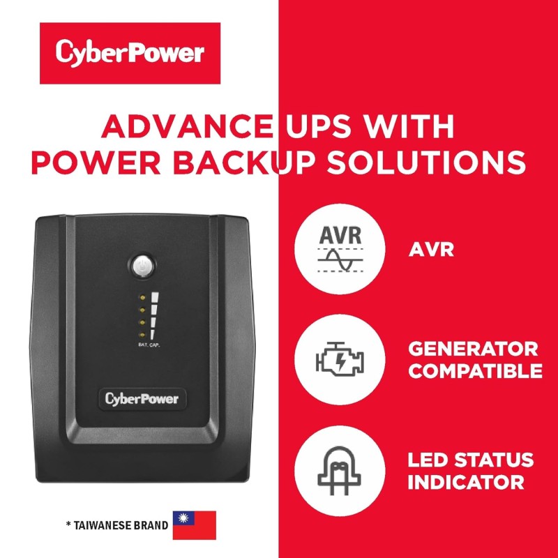 CyberPower Line Interactive/Offline UPS UT1200E - 1200VA / 720W, 230V, UPS for Personal Computers, Desktop PCs, Laptops, Routers