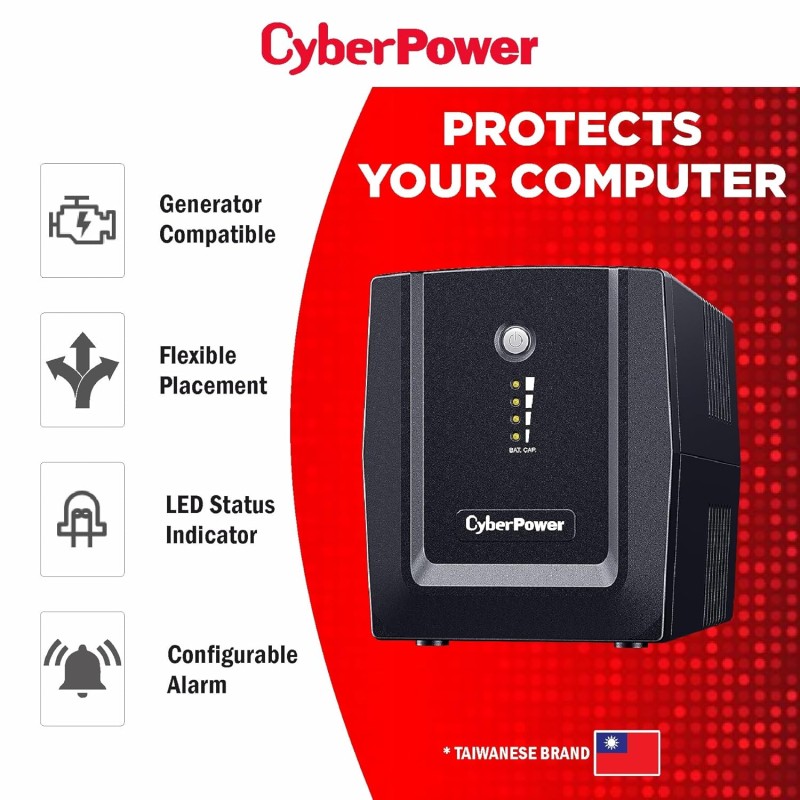 CyberPower Line Interactive/Offline UPS UT1200E - 1200VA / 720W, 230V, UPS for Personal Computers, Desktop PCs, Laptops, Routers