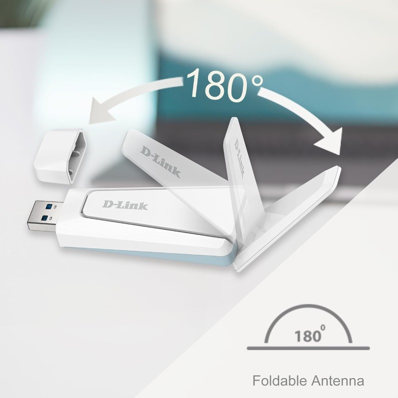 D-Link AX18U AX1800 Wi-Fi 6 USB Adapter, Wi-Fi Dongle,MU-MIMO, Dual Band, Foldable Antenna