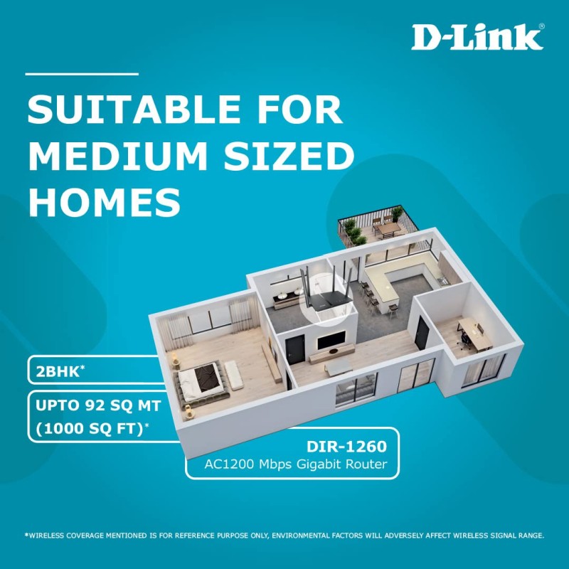 D-Link - DIR-1260 WiFi Router AC1200 High Power Gigabit Ethernet Dual Band Wireless Internet for Home Gaming Parental Control Wi-Fi, Black