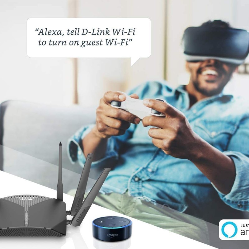 D-Link DIR-3060 WiFi Router AC3000 Mesh Smart Internet Network Compatible with Alexa & Google Assistant, MU-MIMO Tri Band Gigabit Gaming Mesh, Black