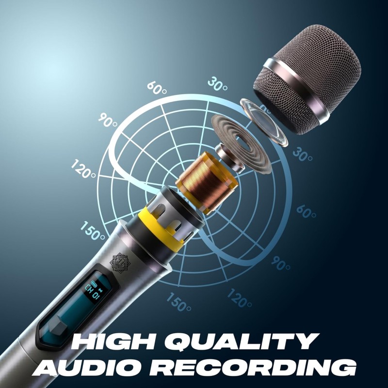 DIGIMORE Dual UHF Wireless Mic System | Cardioid Polar Pattern, Noise-Reduction Coil, <5ms Latency, (D-350)