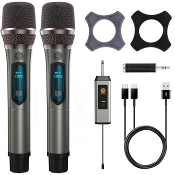 DIGIMORE Dual UHF Wireless Mic System | Cardioid Polar Pattern, Noise-Reduction Coil, <5ms Latency, (D-350)