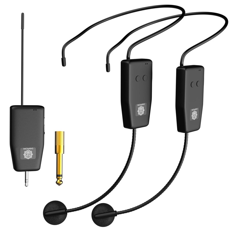 DIGIMORE UHF Wireless Headset Microphone | 160ft Range | 6 Hrs Battery | <5ms Ultra Low Latency  (D-342)