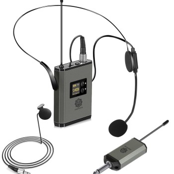 DIGIMORE Wireless Headset Microphone Mic | 150ft Range | 2400 MHz Frequency | 5Hrs Battery | Ideal for Stage Performance (D-345)