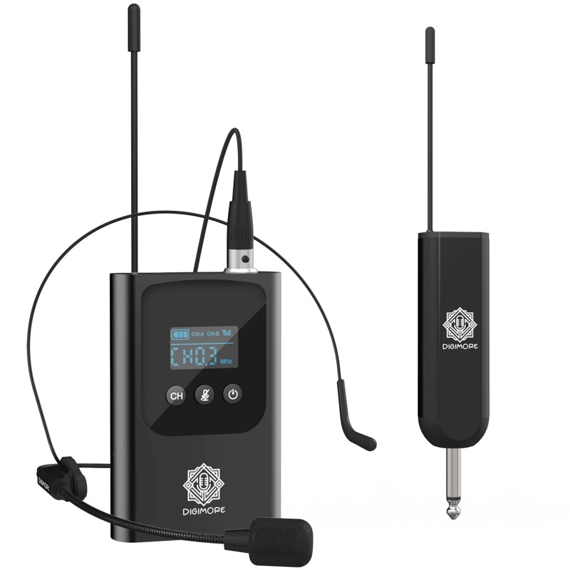 DIGIMORE Wireless Headset Microphone Mic | 150ft Range | 2400 MHz Frequency | 5Hrs Battery | Ideal for Stage Performance (D-345)