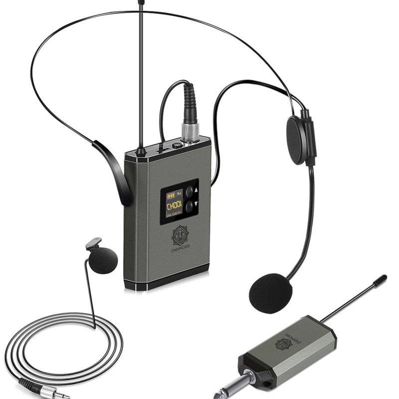 DIGIMORE Wireless Headset Microphone Mic | 150ft Range | 2400 MHz Frequency | 5Hrs Battery | Ideal for Stage Performance (D-345)