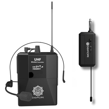 DIGIMORE Wireless Microphone System | Cordless Microphone with Headset Mic | 2400 MHz Mic Ideal for Karaoke, Conference, (D-341)