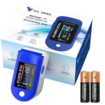 DR VAKU® Swadesi Pulse Oximeter Fingertip, Blood Oxygen Saturation Monitor Fingertip, Blood Oxygen Meter Finger Oximeter Finger with Pulse, with Four Color TFT Screen [Battery Included] – Blue