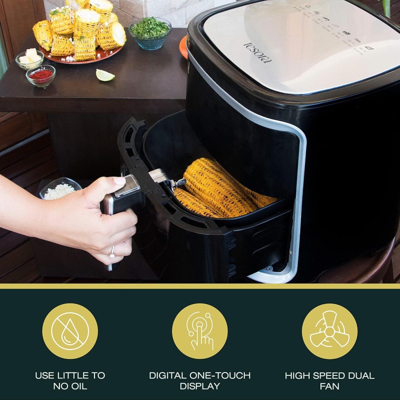 Digital Air Fryer 6.5 Liter with Digital Touch Panel| Premium Finish| Extra Large| 7 Preset Menus| Black