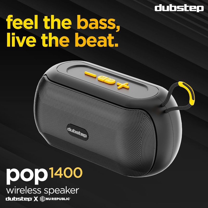 Dubstep Pop 1400 Portable Bluetooth Speaker | 14W Loud Sound, Deep Bass with XBASS, 16 Hrs Playtime (Black)