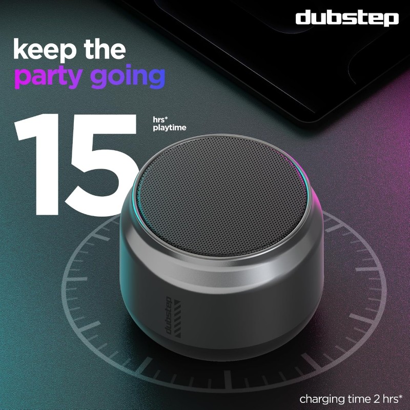 Dubstep Pop 600 Wireless Speaker, 15 Hrs Playtime, 52mm Driver, TWS Pairing, 6W Output Bluetooth Speakers (Grey)