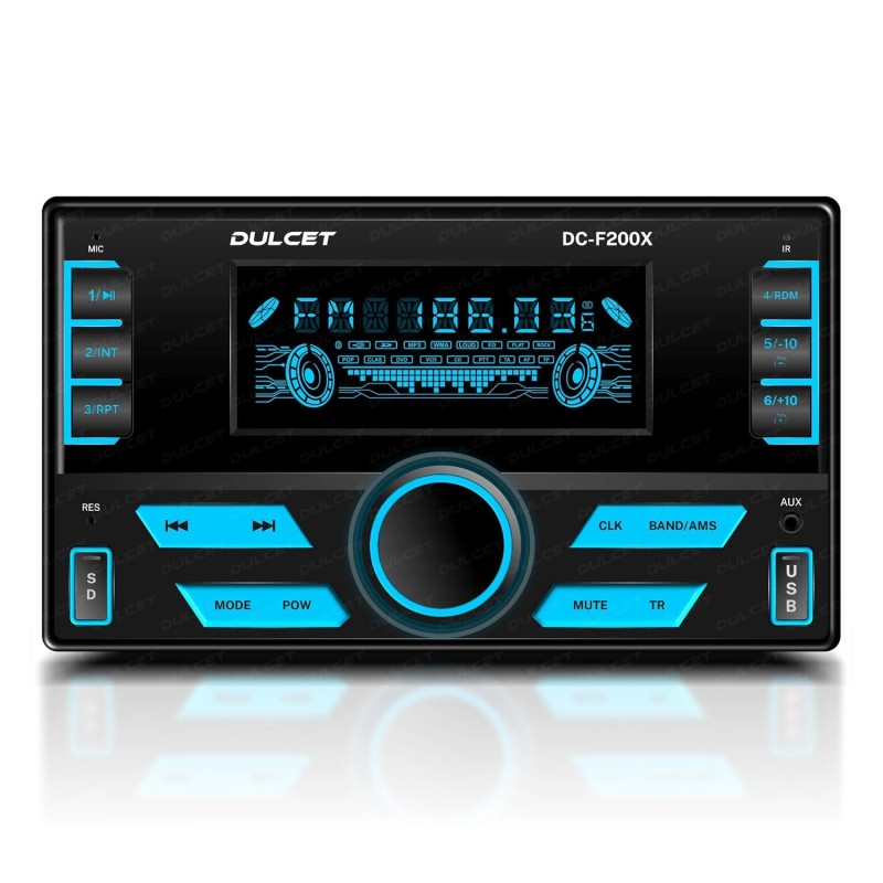 Dulcet DC-F200X 220W Double Din Mp3 Car Stereo with Hands-Free Calling/Bluetooth/USB Input/FM Radio/AUX Input/SD Card Slot/Remote Control