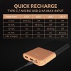 Duracell 20000 MAH Slimmest Power Bank with 1 Type C PD and 2 USB A Port, 22.5W Fast Charging Portable Charger.
