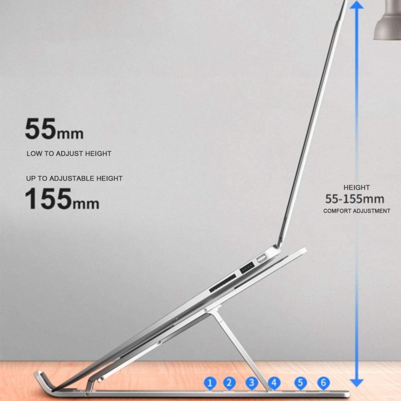 Dyazo 6 Angles Adjustable Aluminum Ergonomic Foldable Portable Tabletop Laptop/Desktop Riser Stand