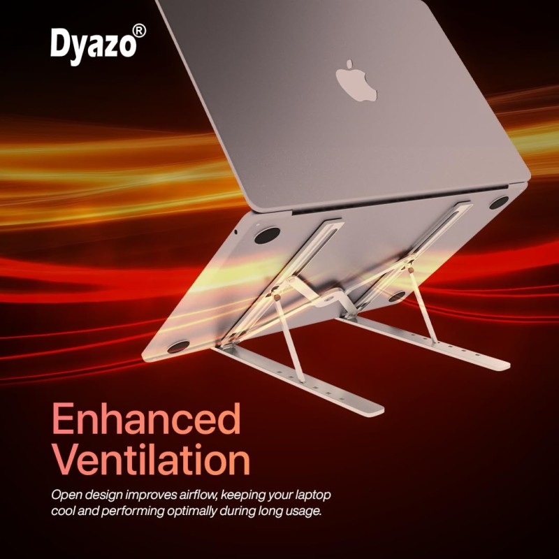 Dyazo 6 Angles Adjustable Aluminum Ergonomic Foldable Portable Tabletop Laptop/Desktop Riser Stand