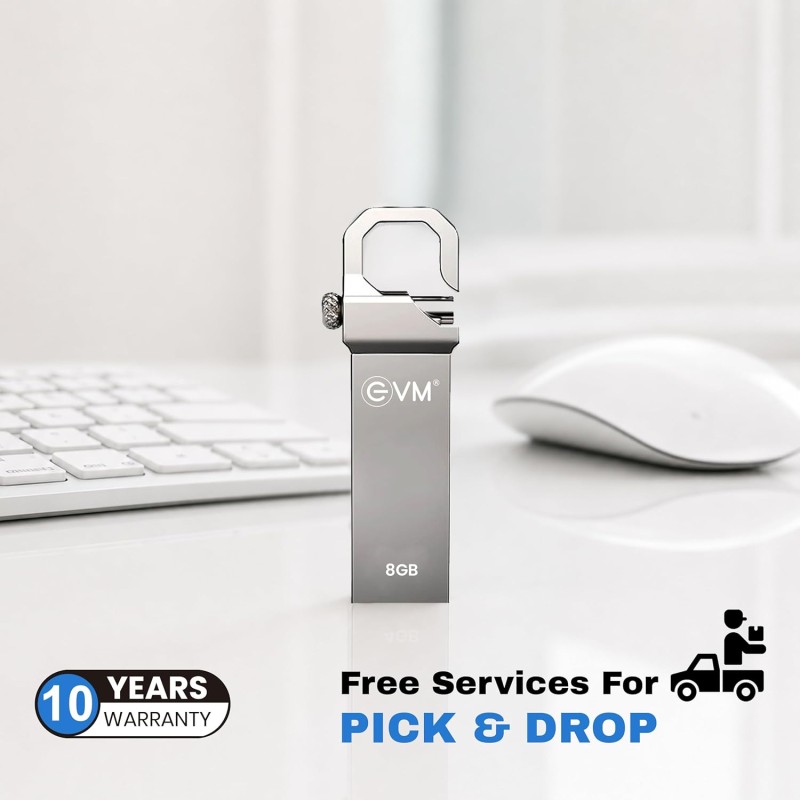 EVM EnStore 8GB USB 2.0 Durable Metal Flash Drive | Dependable 15MB/s Read|Rugged Metal Body | (EVMPD/8GB)