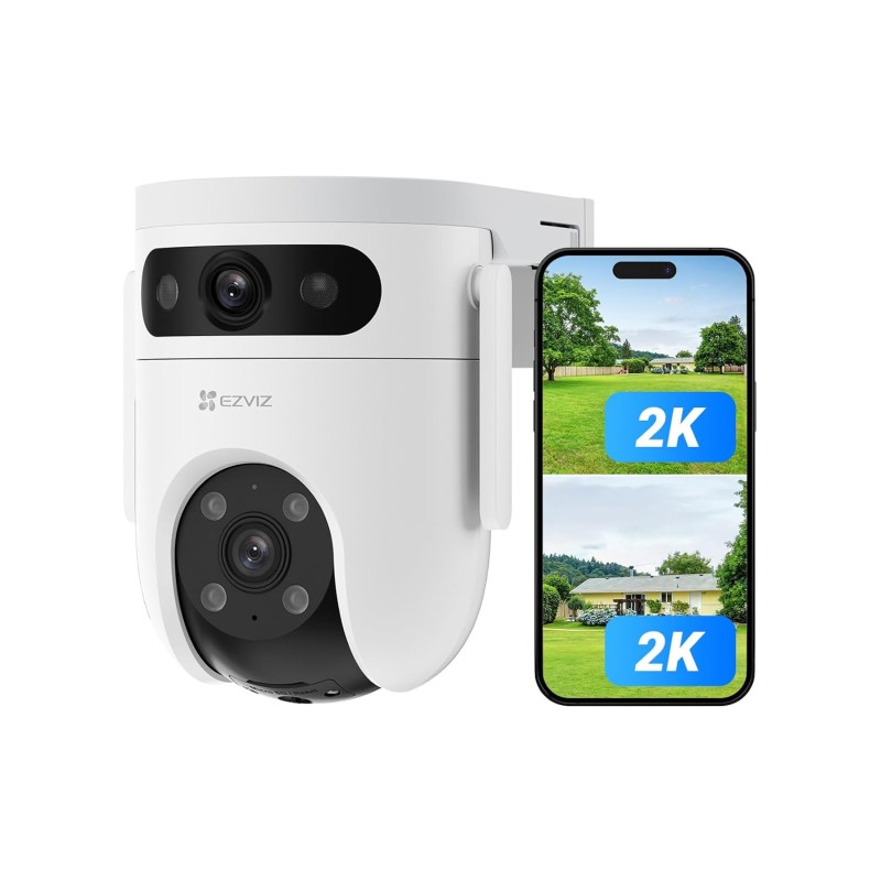EZVIZ By Hikvision|1296P H9C Dual-Lens(3MP+3MP) Pan & Tilt Wi-Fi Camera|2-Way Talk|AI-Powered Human/Vehicle Detection