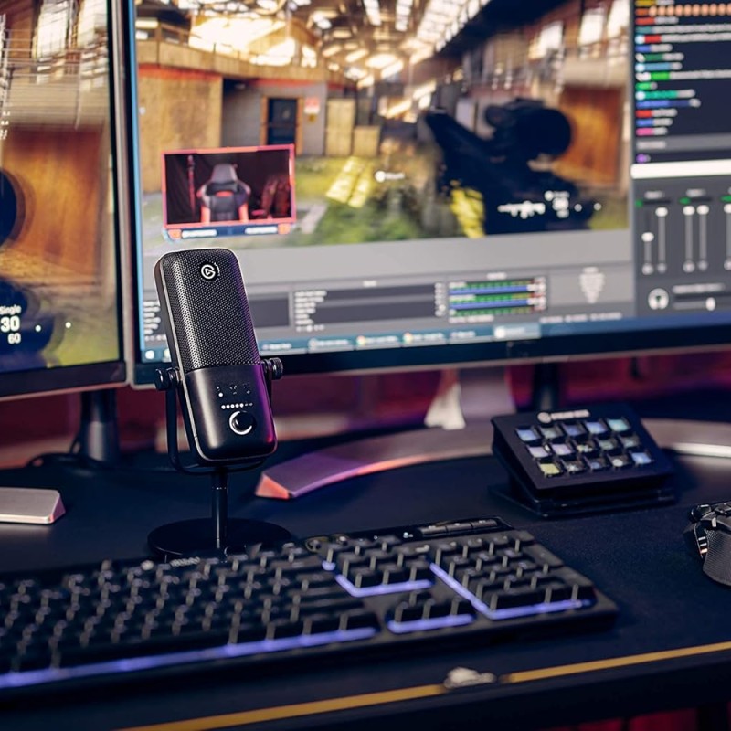 Elgato Wave:3 Premium USB Condenser Unidirectional Microphone and Digital Mixing Solution, Anti-Clipping Technology, Capacitive Mute, Streaming and Podcasting, (10MAB9901, Black)