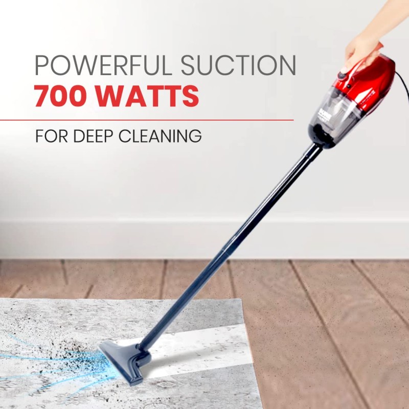 Eureka Forbes Compact 700 Watts Powerful Suction & Blower Vacuum Cleaner with Washable HEPA Filter & 6 Accessories,Compact (Red & Black)