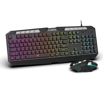 EvoFox Deathray V2 Gaming Keyboard and Mouse Combo | 6 Zone RGB Backlighting, 19 Anti Ghosting Keys, Membrane Keys (Wired)