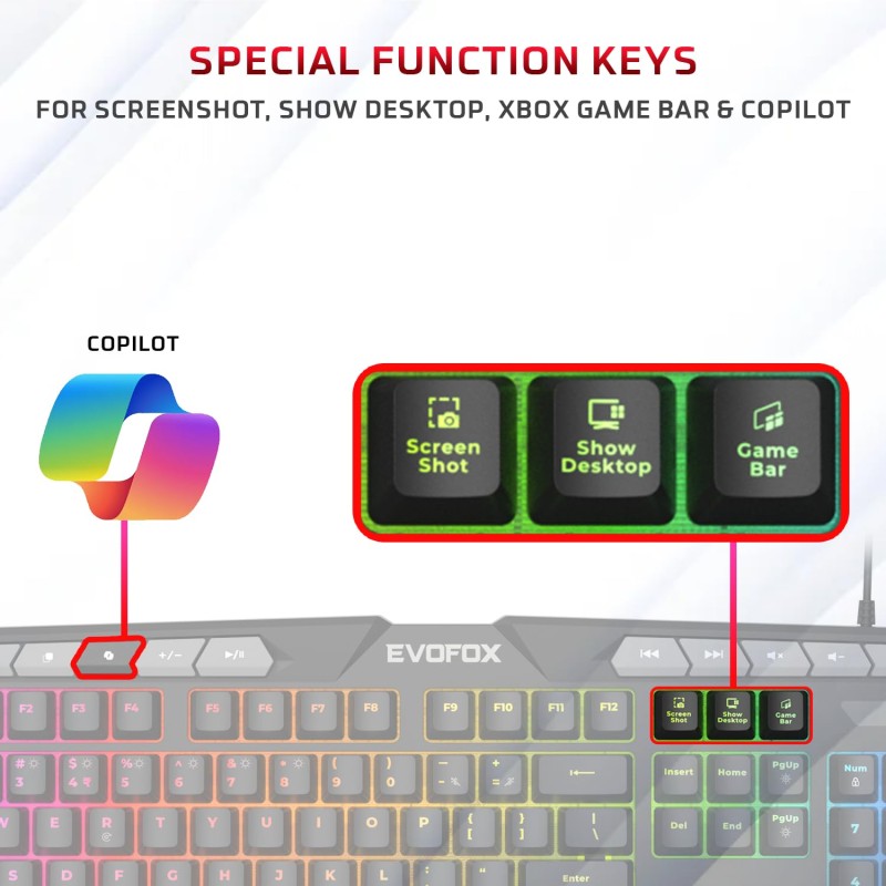EvoFox Deathray v2 3 in 1 Gaming Keyboard & Mouse Combo with Puppet Master Deskpad | 6 Zone RGB Backlighting, 19 Anti Ghosting Keys (Wired)