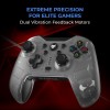EvoFox Elite X Wireless Gamepad for PC with Dual Vibration Motors, 2 Macro Back Buttons, Low Latency Plug and Play, Free USB Extender, Translucent Shell (White)