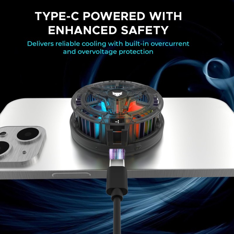 EvoFox Hailstone Mobile Cooler for Gaming | Phone Cooler | Gaming Cooler| Phone Cooler, Superfast Cooling Enhanced Refrigeration Chip Compatible for iPhones & Android Devices