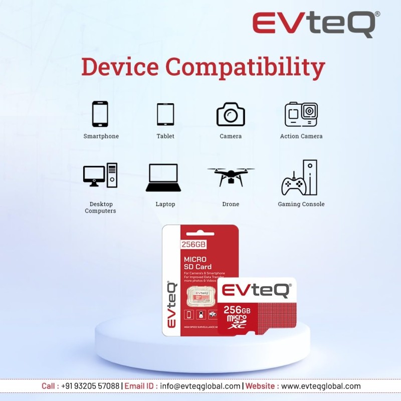 EvteQ microSDXC Memory Card | UHS-3 | 100MB/s Read & 60MB/s Write Speed | High-Performance Data Transfer