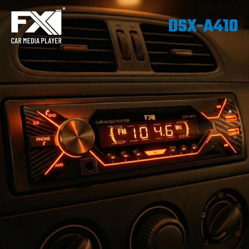 FXI Dsx-A-410 Dual USB Bluetooth Wireless Car Music System, FM Radio, AUX, SD/TF Card Support, Phone Caller Car Stereo- (Single Din)