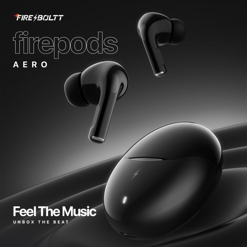 Fire-Boltt Aero TWS Earbuds Custom EQ, Wireless Bluetooth 5.4, Music & App Support, 50H Playtime - Black