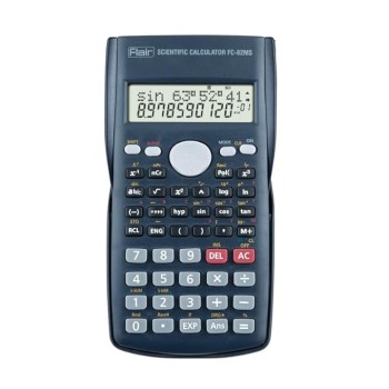 Flair FC-82MS Scientific Series Calculator | 240 Functions with 40 Scientific Calculations | Two Line Display | Square Root Function | 10 + 2 Digits Calculator | Sliding Hard Cover | Black, Pack of 1