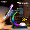Frontech Magnetic Mobile Holder with 3-in-1 Wireless Charger Stand for Mobile, Smartwatch & Earbuds