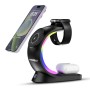 Frontech Magnetic Mobile Holder with 3-in-1 Wireless Charger Stand for Mobile, Smartwatch & Earbuds