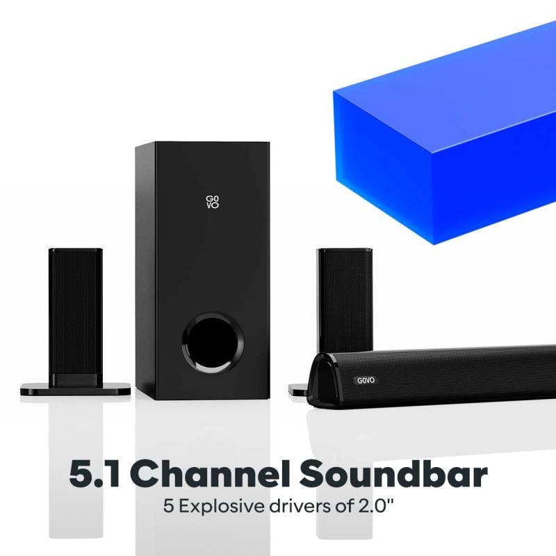 GOVO GOSURROUND 945 | 120W Sound bar, 5.1 Channel Home Theatre with Mega subwoofer, Dual Rear Satellites (Platinum Black)
